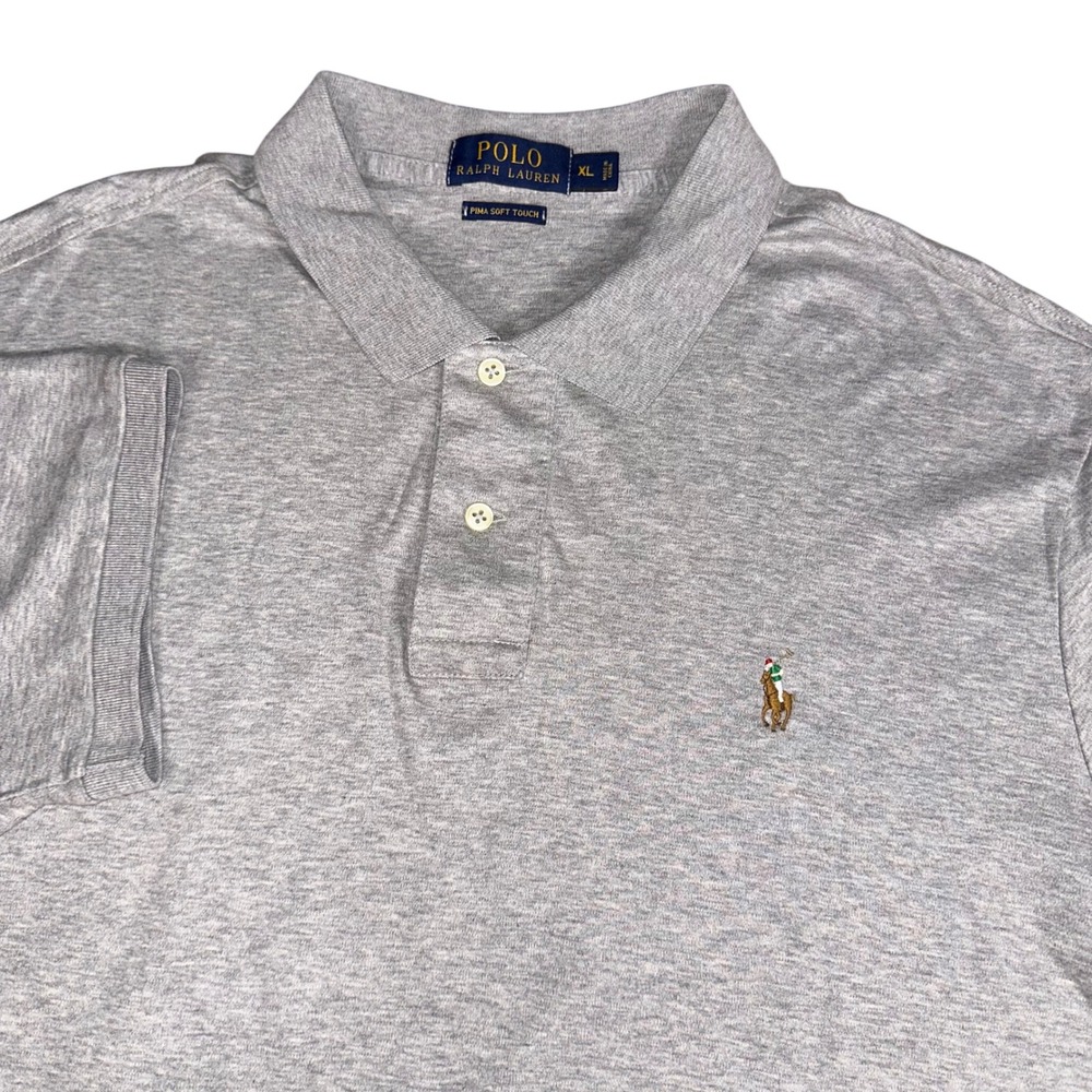 Polo Ralph Lauren Polo Shirt Gray Pima Soft Touch Cotton Preppy Pony Men's XL